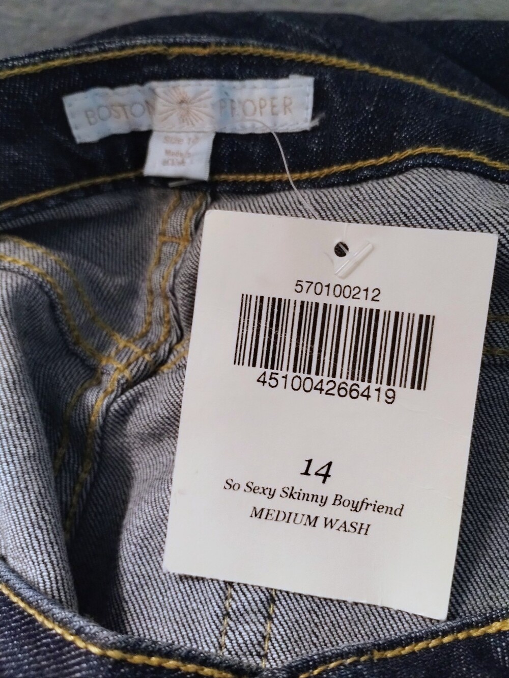 Boston Proper Dark Blue Distressed Skinny Jeans - Picture 4 of 4